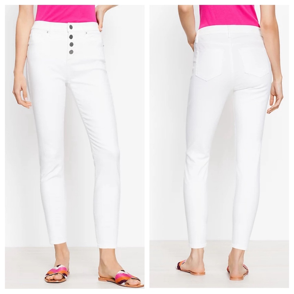 NWT ANN TAYLOR LOFT High Rise Skinny Crop Jeans White Size: 2